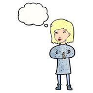 cartoon calm woman with thought bubble N10