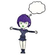 cartoon vampire girl with thought bubble N223