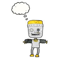 cartoon robot with thought bubble N184