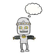 cartoon robot with thought bubble N185