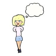 cartoon happy woman with thought bubble N262