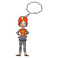 cartoon woman with heavy tattoos thought bubble N10