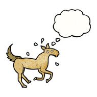 cartoon horse sweating with thought bubble N10