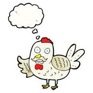 cartoon old rooster with thought bubble N9
