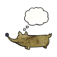 cartoon funny little dog with thought bubble N19