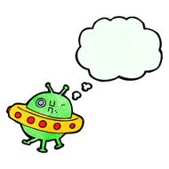 cartoon UFO with thought bubble N3