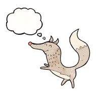 cartoon happy wolf with thought bubble N22