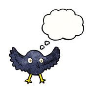 cartoon crow with thought bubble N15