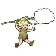 cartoon caveman with thought bubble N10
