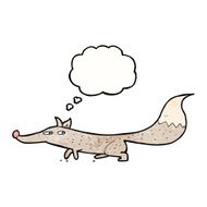 cartoon little wolf with thought bubble N31