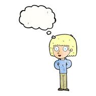 cartoon staring woman with thought bubble N45
