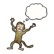 cartoon frightened monkey with thought bubble N10