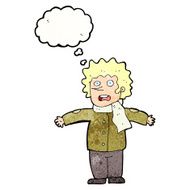 cartoon surprised man with thought bubble N145