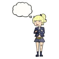 cartoon cool girl with thought bubble N30