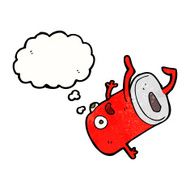 cartoon old drinks can with thought bubble N6