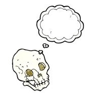 cartoon spooky skull with thought bubble N155