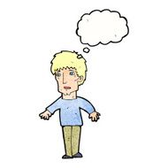 cartoon surprised man with thought bubble N146