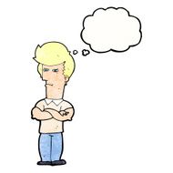 cartoon man with folded arms thought bubble N31