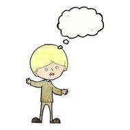 cartoon unhappy boy with thought bubble N60
