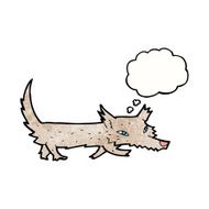 cartoon little wolf with thought bubble N32