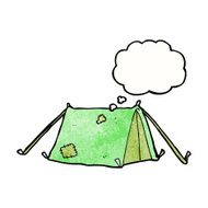 cartoon traditional tent with thought bubble N3