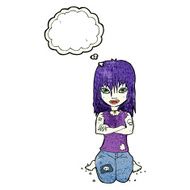 cartoon vampire girl with thought bubble N224