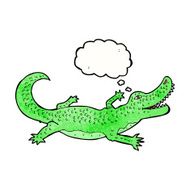 cartoon crocodile with thought bubble N45