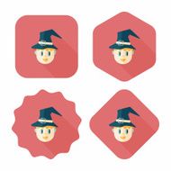 wizard flat icon with long shadow eps10 N4