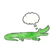 cartoon happy crocodile with thought bubble N9