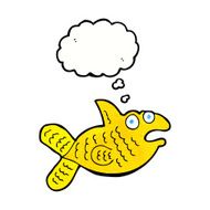 cartoon fish with thought bubble N92