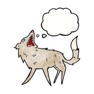 cartoon snapping wolf with thought bubble N6