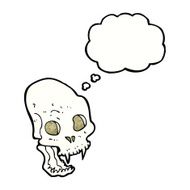 cartoon spooky vampire skull with thought bubble N11