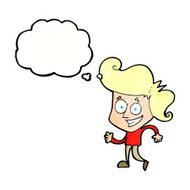 cartoon grinning man with thought bubble N90