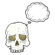 cartoon spooky skull with thought bubble N156