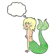 cartoon mermaid with thought bubble N67