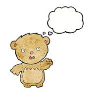 cartoon worried teddy bear with thought bubble N3