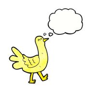 cartoon walking bird with thought bubble N21