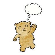 cartoon waving teddy bear with thought bubble N35