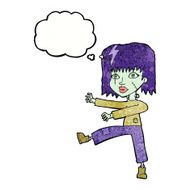 cartoon zombie girl with thought bubble N16