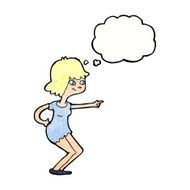 cartoon girl pointing with thought bubble N30
