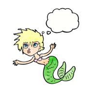 cartoon mermaid with thought bubble N68
