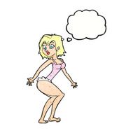 cartoon woman in lingerie with thought bubble N50