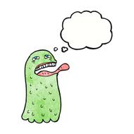 cartoon funny ghost with thought bubble N22