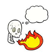 cartoon fire breathing skull with thought bubble N7