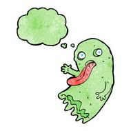 gross cartoon ghost with thought bubble N19