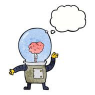 cartoon robot cyborg with thought bubble N9