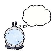 cartoon astronaut helmet with thought bubble N31