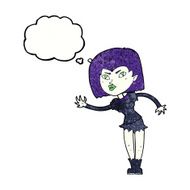 cartoon vampire girl with thought bubble N227