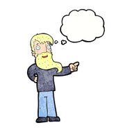 cartoon man with beard pointing thought bubble N10