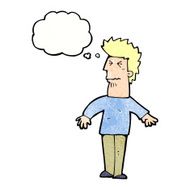 cartoon stressed man with thought bubble N69